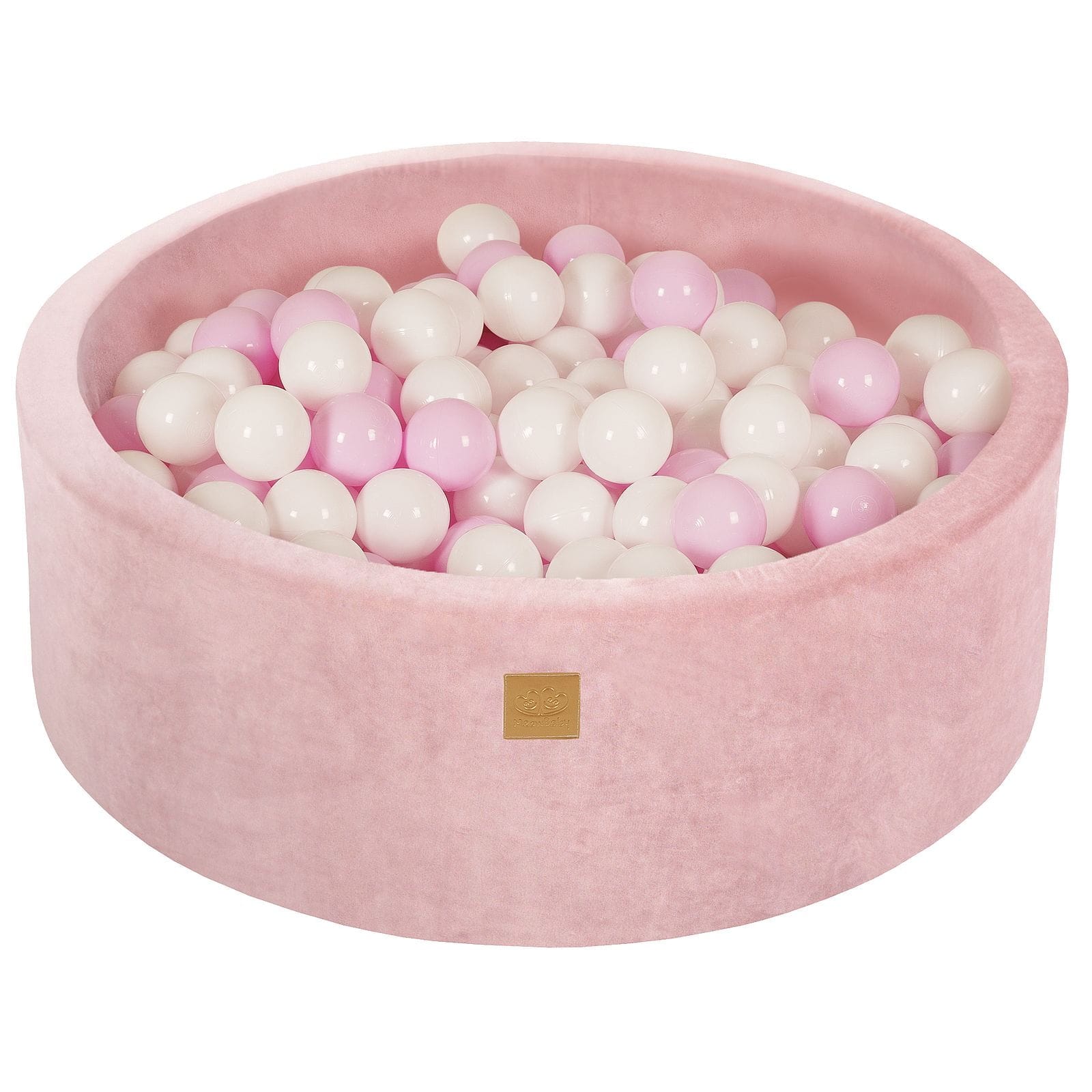 Velvet Round Foam Ball Pit with 200 Balls - Pastel Pink