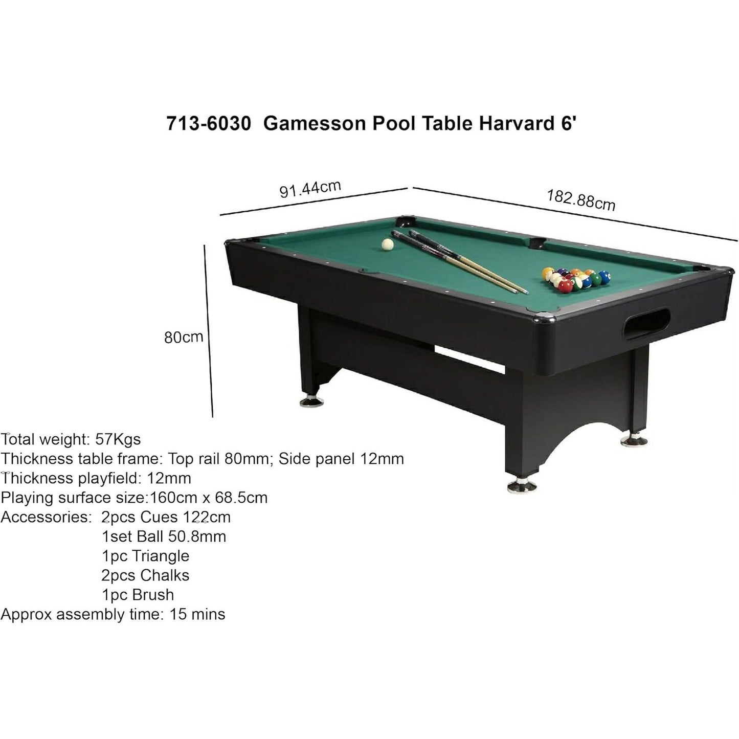Gamesson 6ft Harvard Pool Table