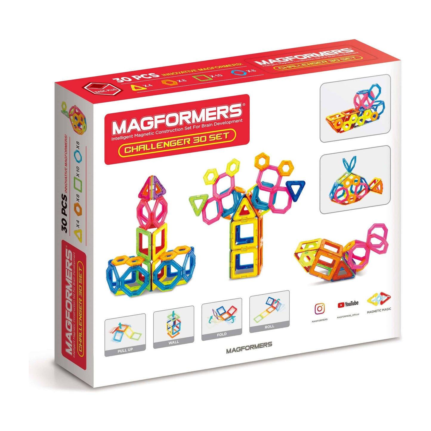 Magformers Construction Toys Challenger 30 Piece Set back of box