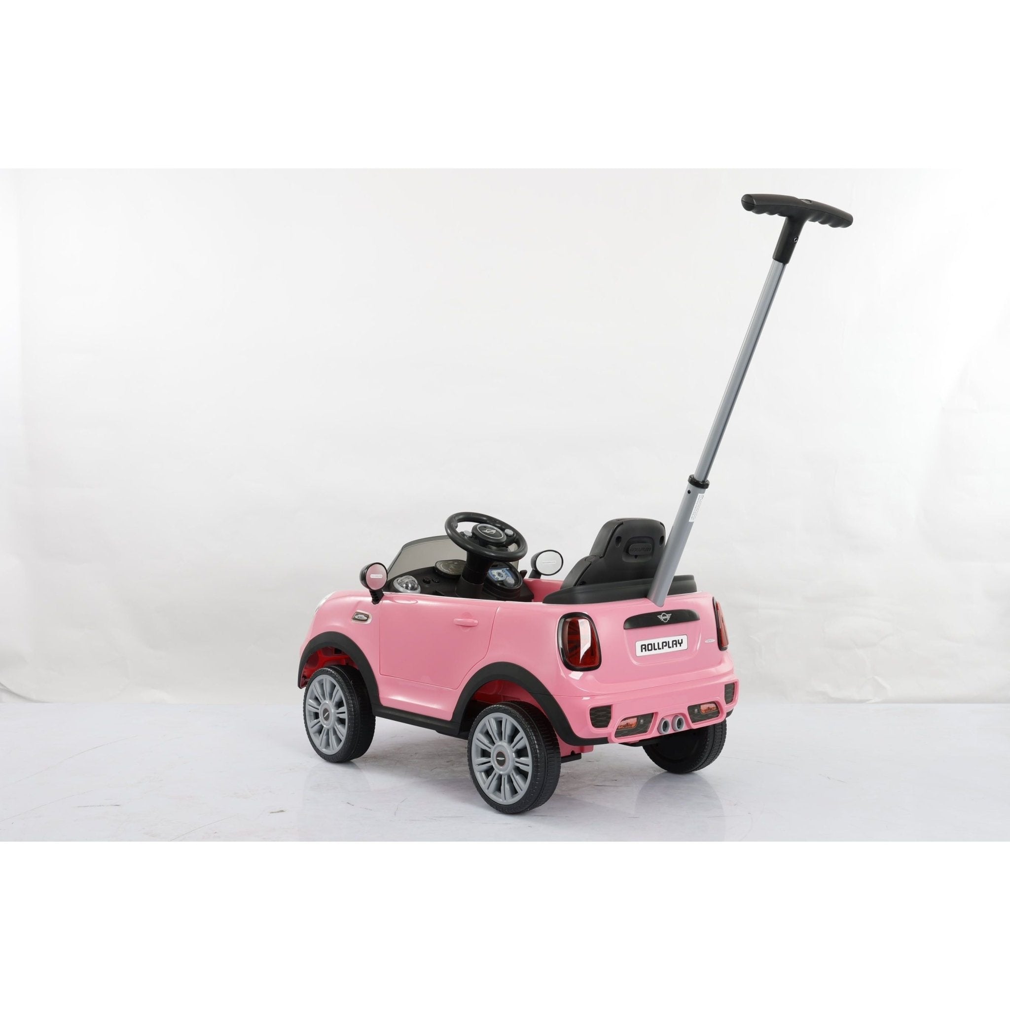 Pink mini cooper push car on sale