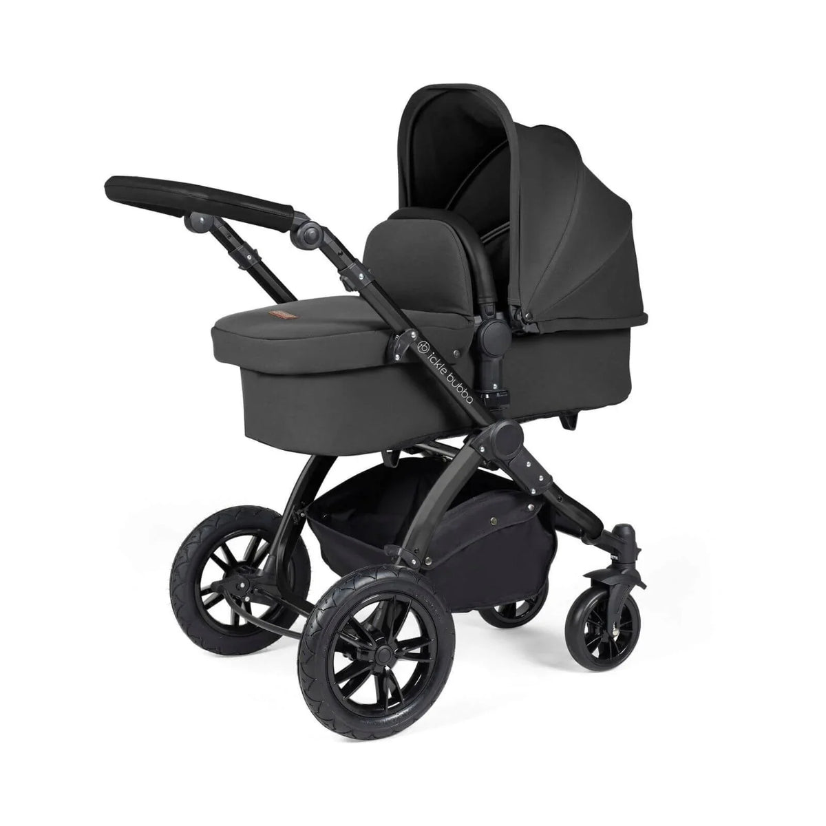 Ickle Bubba Stomp Luxe 2 in 1 Pushchair & Carrycot - Black/Charcoal Grey/Black