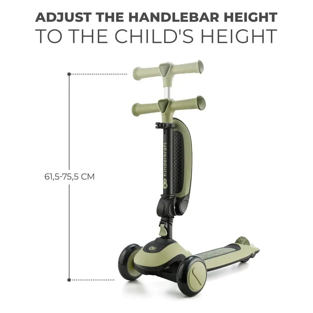 KinderKraft Halley Seated to Standing Scooter - Green handlebar adjustment