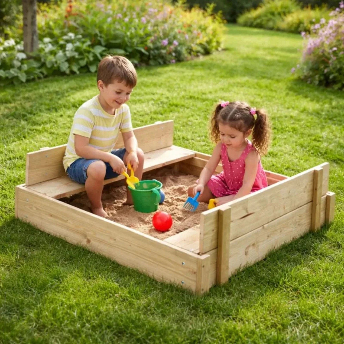TP Wooden Lidded Sandpit