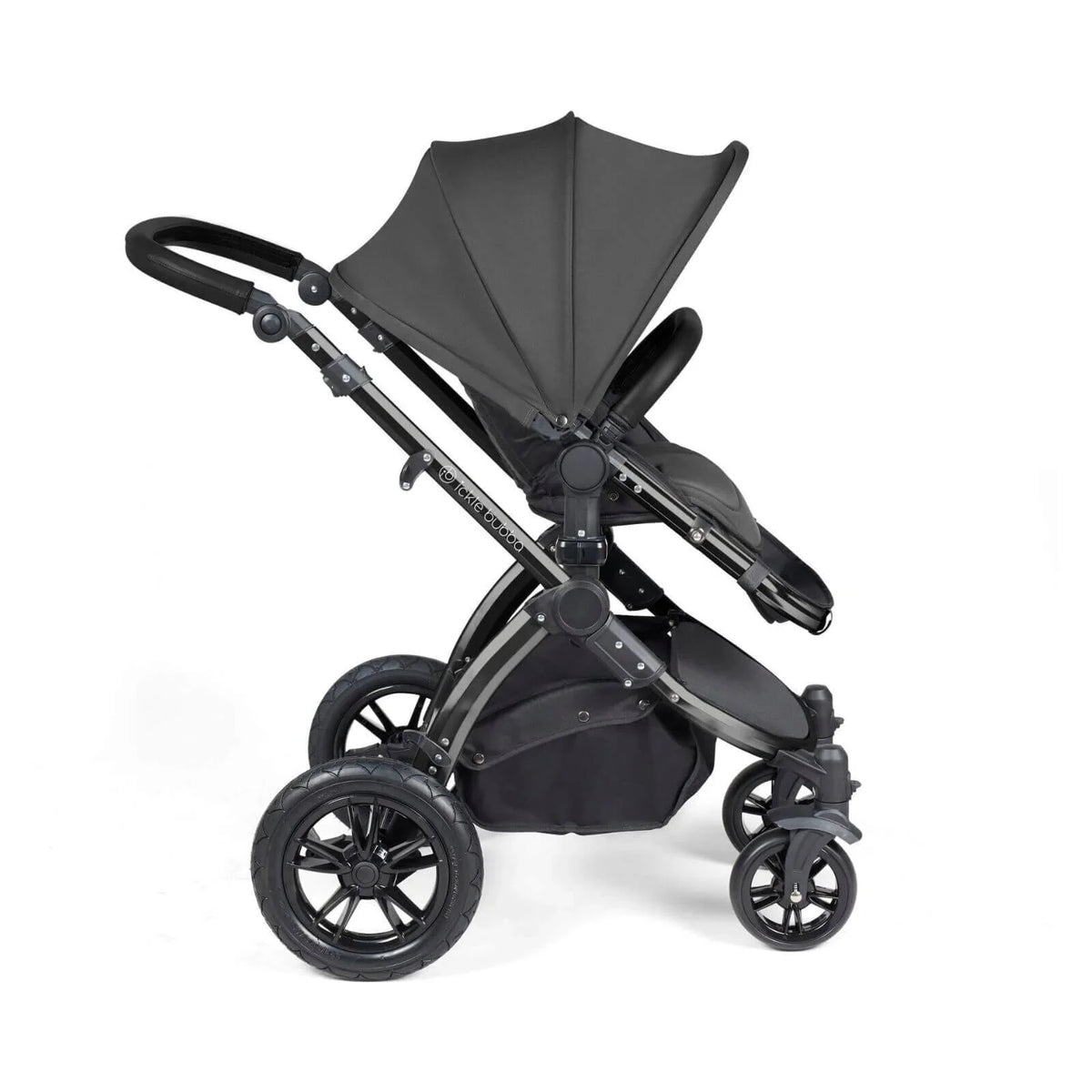 Ickle Bubba Stomp Luxe 2 in 1 Pushchair & Carrycot - Black/Charcoal Grey/Black