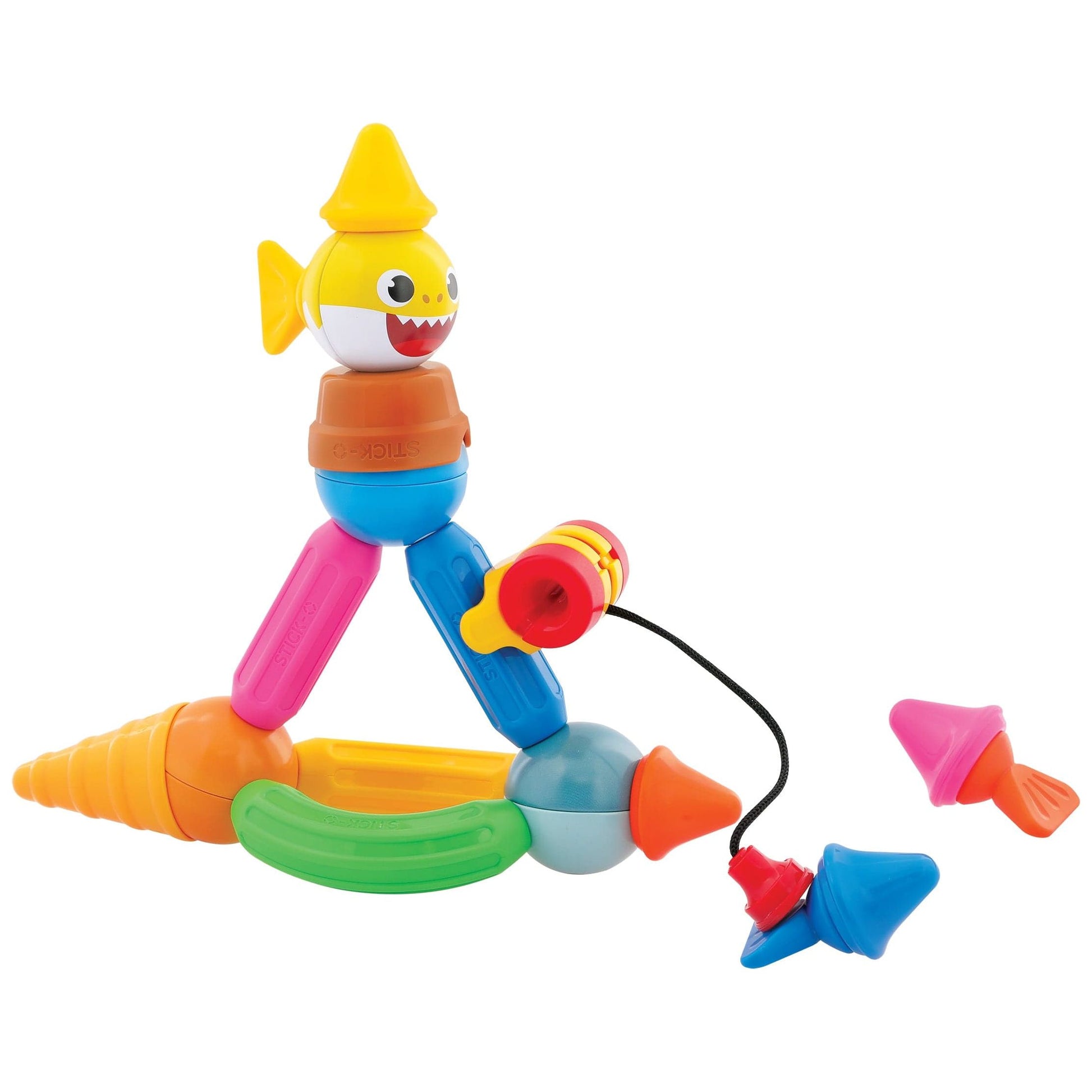 boat and fishing line from Magformers Stick-O Baby Shark Friends Set 