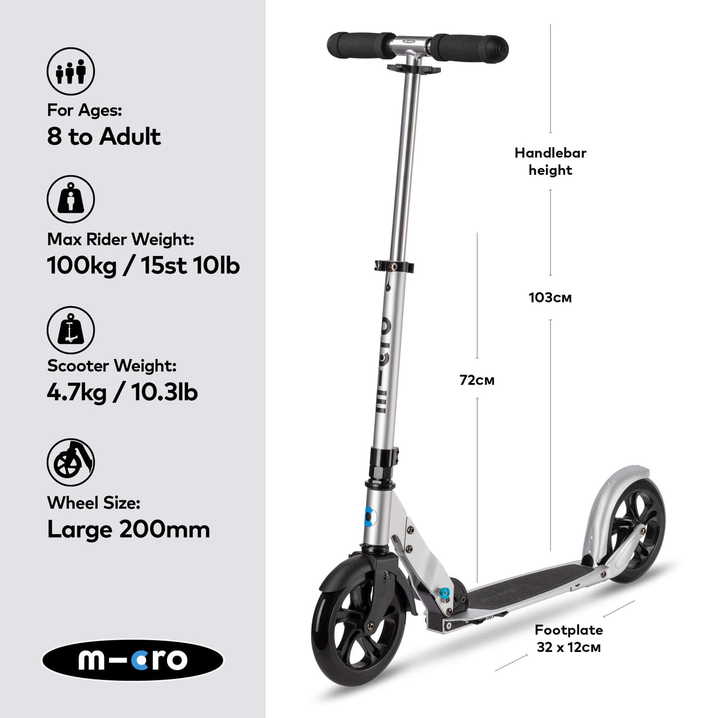 Micro Scooter Classic Silver