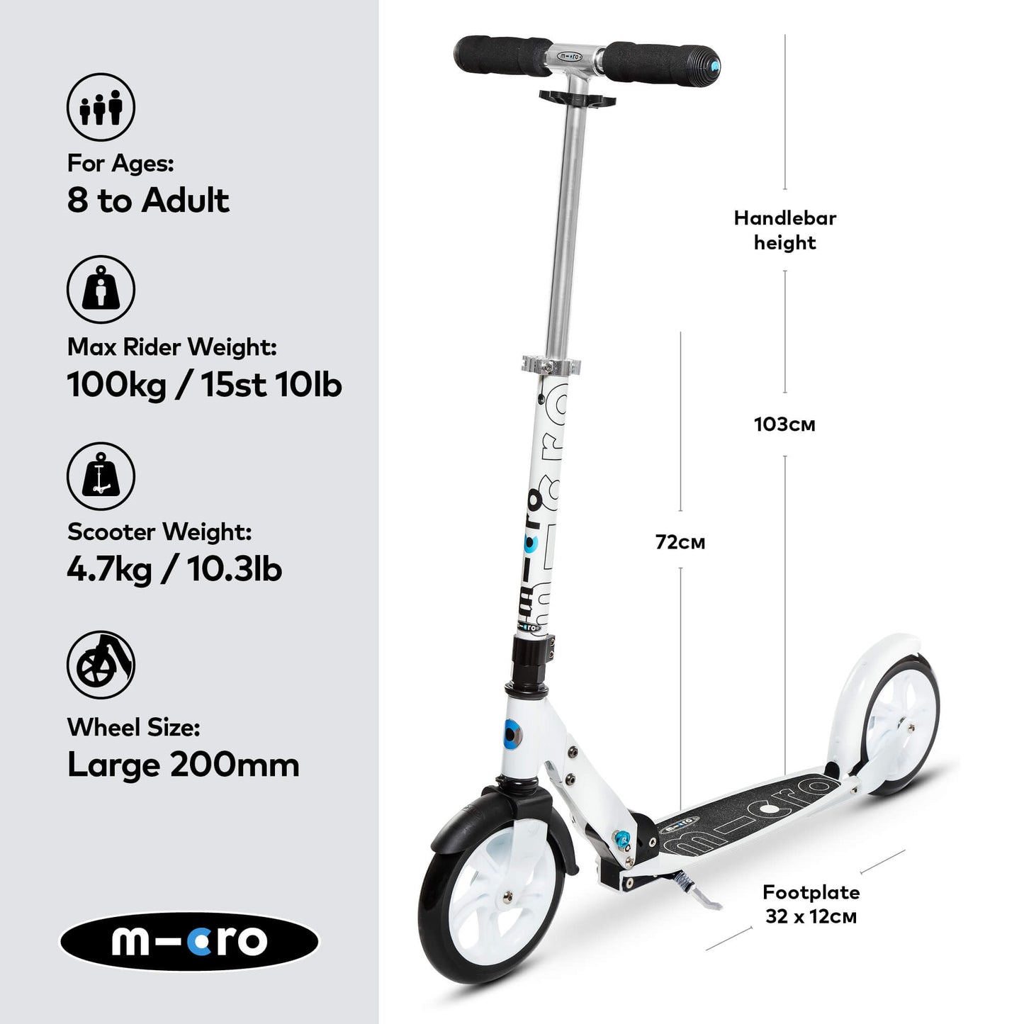 Micro Scooter Classic White