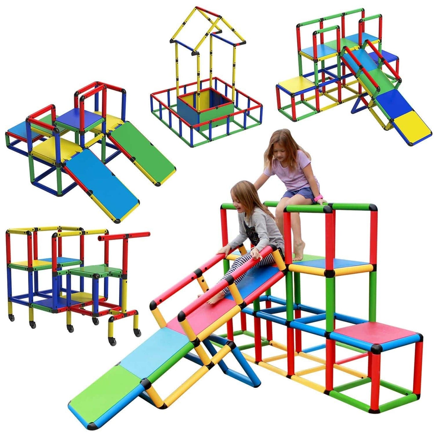 Funphix 467-Piece All-in-1 Climbing Frame Kit - STEM Toy for Kids - Build Climbing Frames, Cars & More!