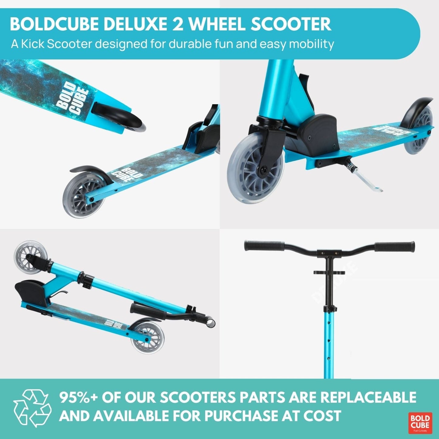 BOLDCUBE Turquoise - Deluxe 2 Wheel Scooter