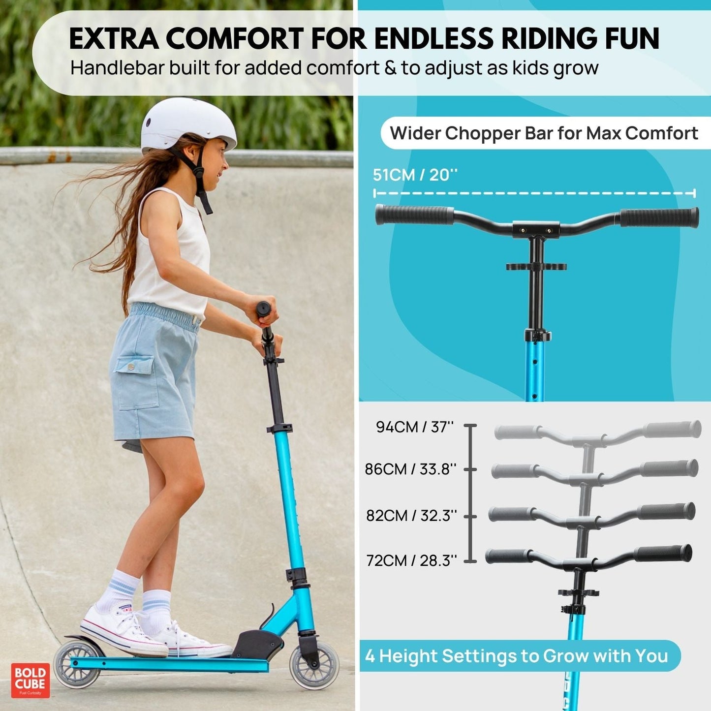 BOLDCUBE Turquoise - Deluxe 2 Wheel Scooter