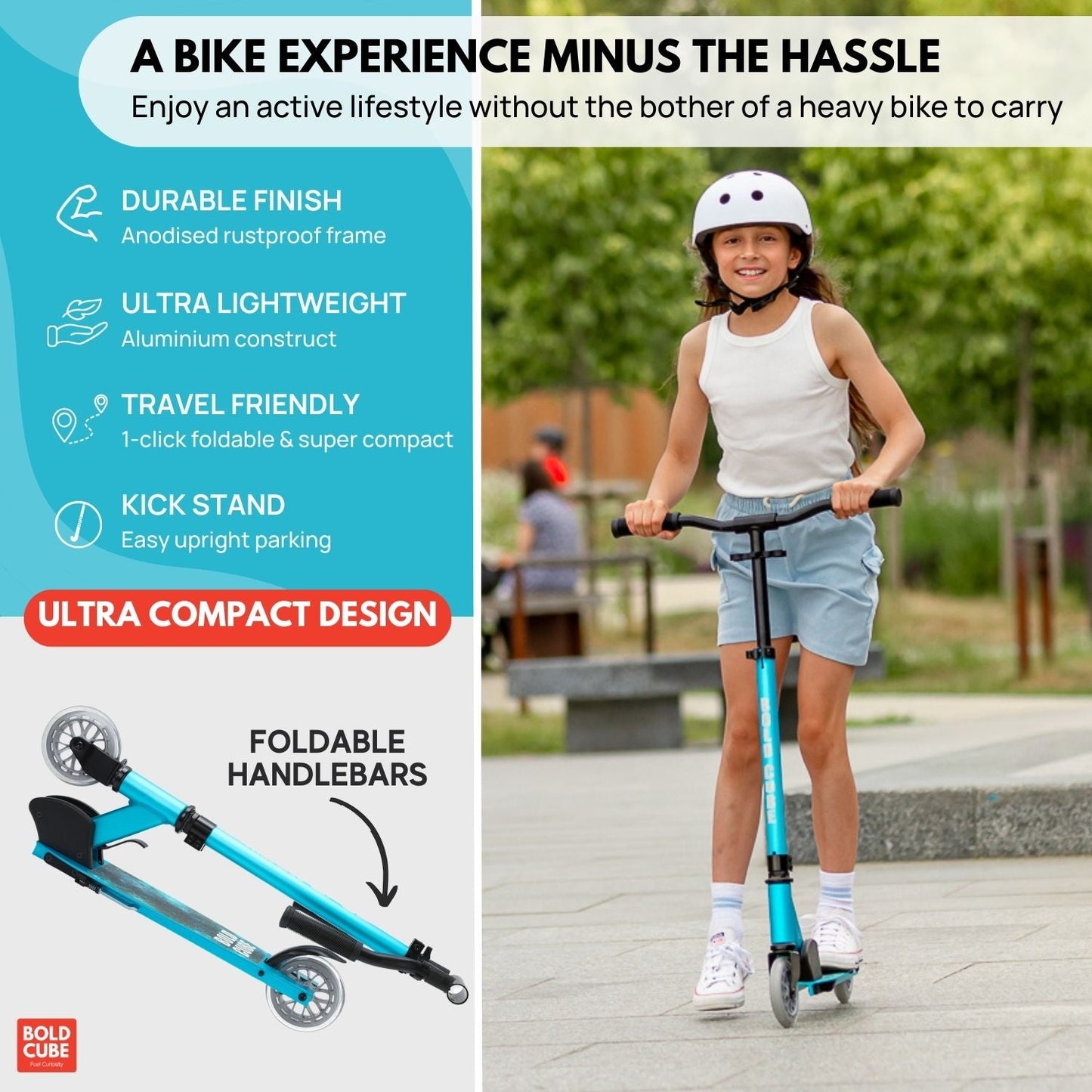 BOLDCUBE Turquoise - Deluxe 2 Wheel Scooter