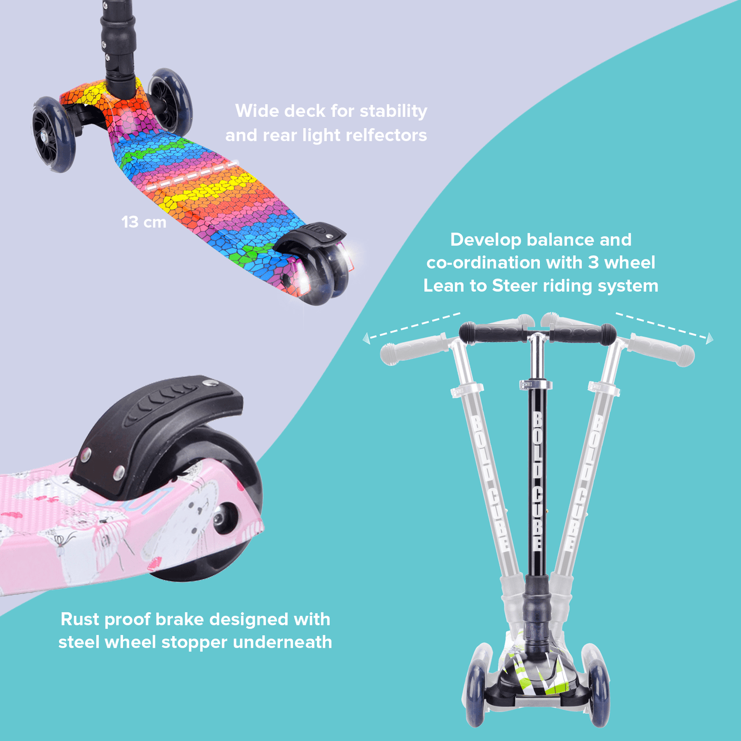 BOLDCUBE Unicorn Land - Big 3 Wheel Scooter