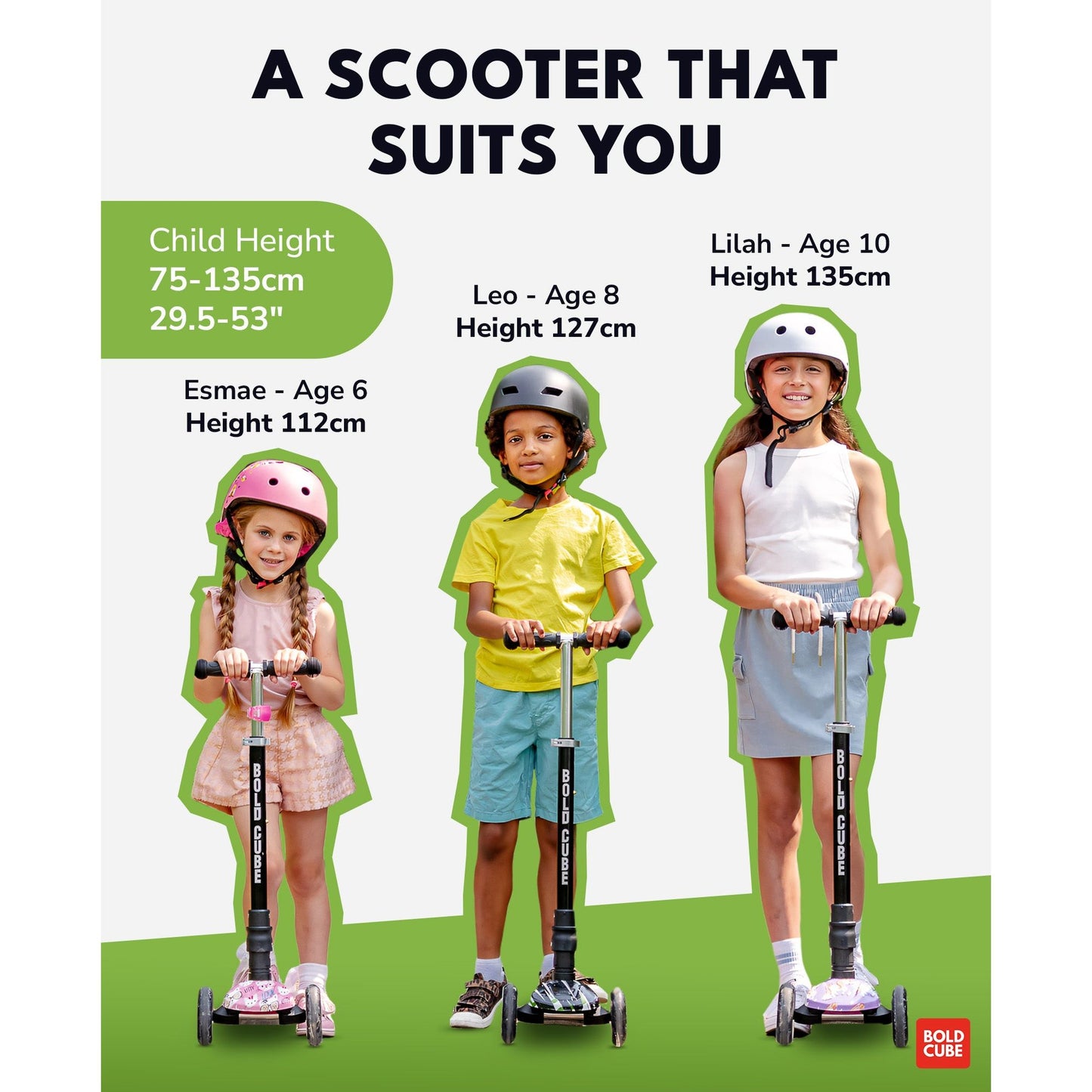 BOLDCUBE Swift Green - Big 3 Wheel Scooter