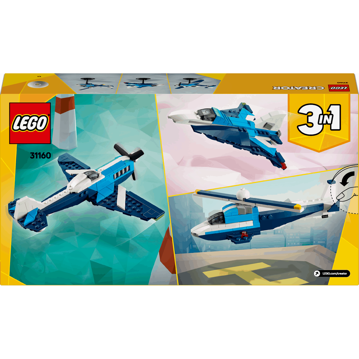 Lego Creator 3 in 1 31160 Aircraft: Race Plane Playset for Ages 7 & Up