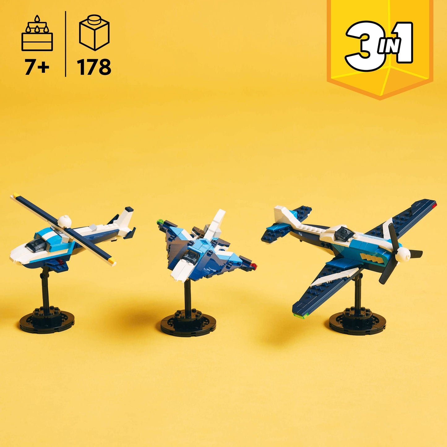 Lego Creator 3 in 1 31160 Aircraft: Race Plane Playset for Ages 7 & Up