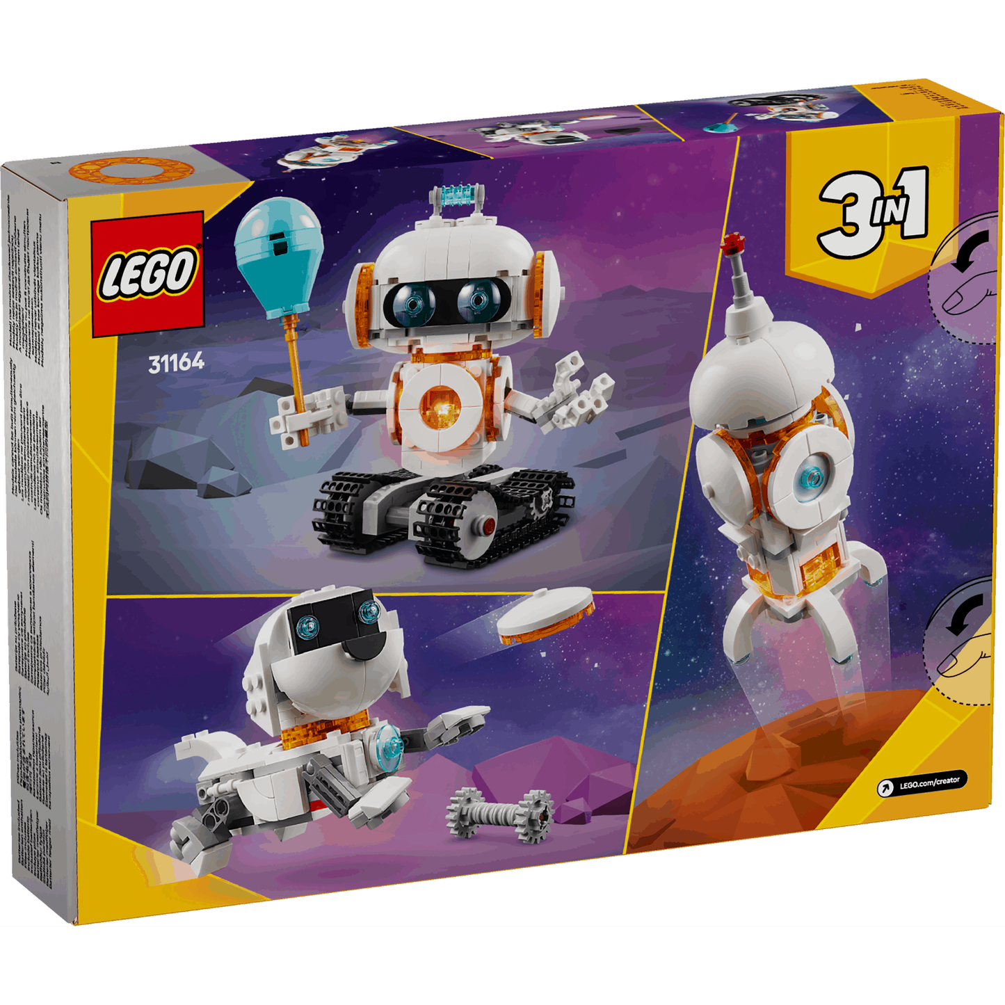 Lego Creator 3 in 1 31164 Space Robot Rebuildable Toy for Ages 8 & Up