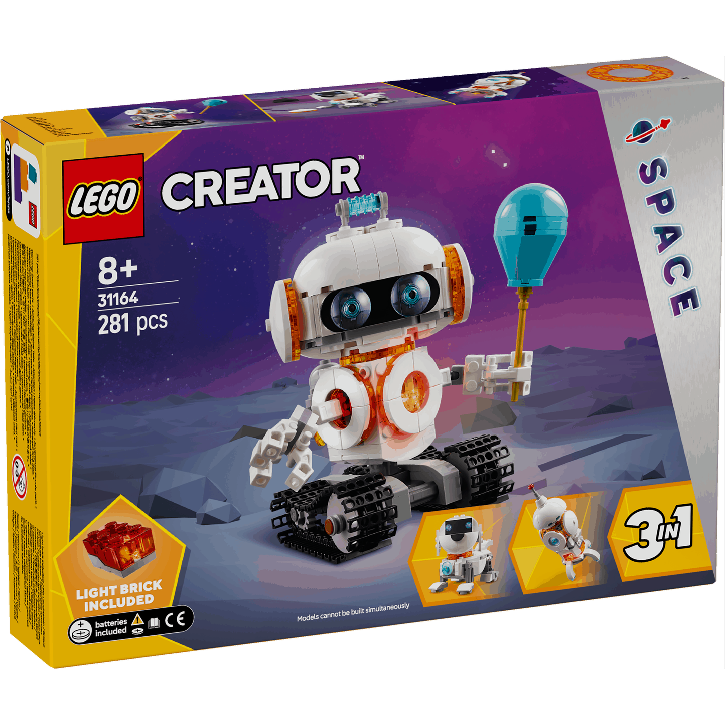 Lego Creator 3 in 1 31164 Space Robot Rebuildable Toy for Ages 8 & Up