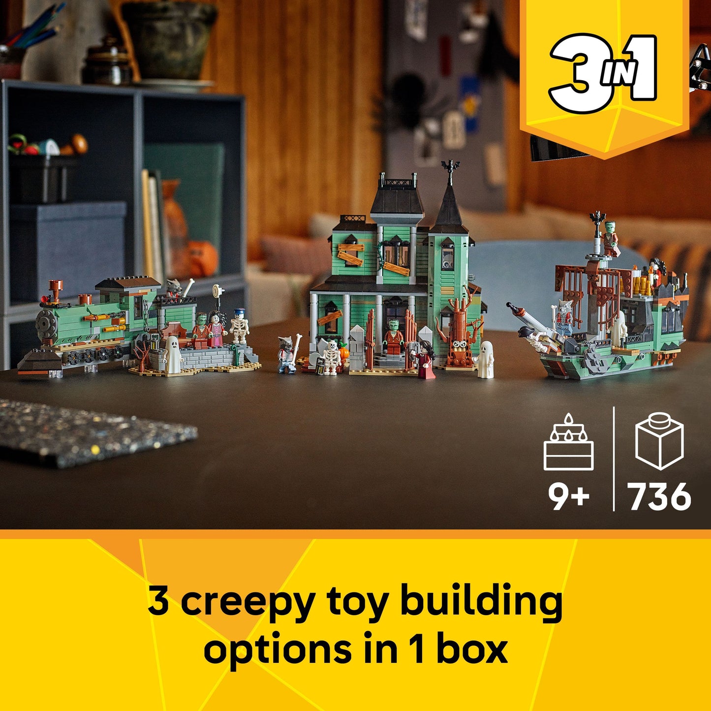 Lego Creator 3 in 1 31167 Haunted Mansion Rebuildable Set for Ages 9+