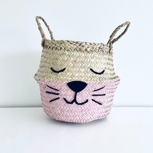 Pink Bottom Whiskers Basket - Small