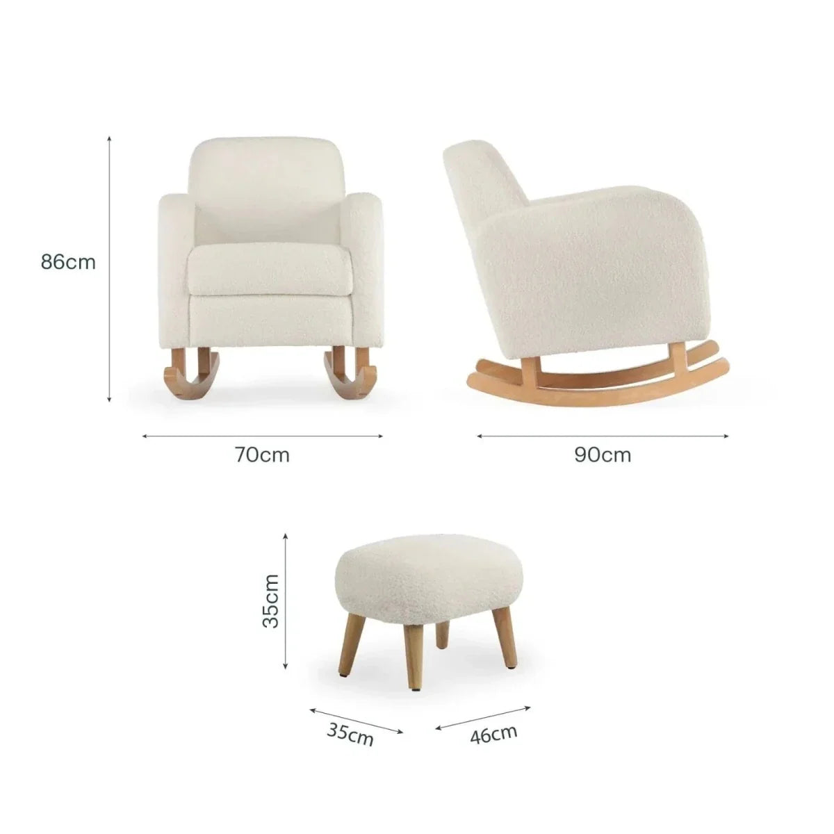 CuddleCo Etta Nursing Chair & Foot Stool - Boucle Off-White
