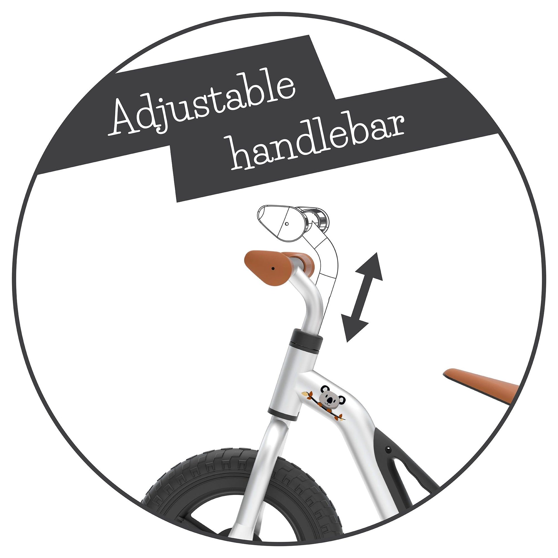 Chillafish Balance Bike Charlie Silver adjustable handlebar