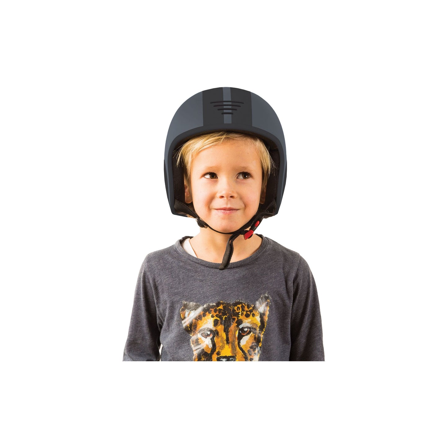 boy wearing Chillafish Helmet Bobbi Small Grey