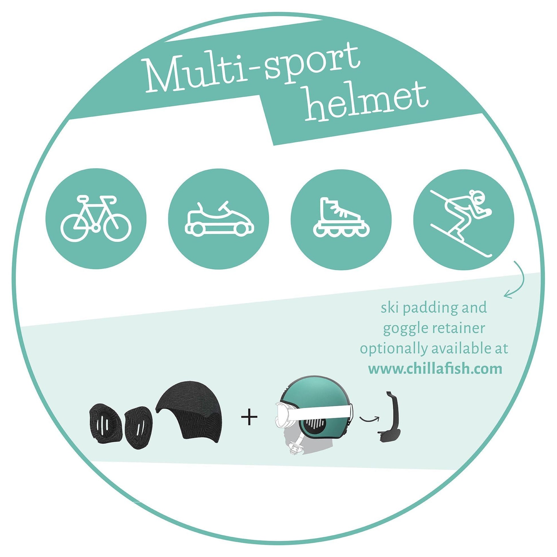 Chillafish Helmet Bobbi Small Mint multi sport helmet for bikes, go karts, skating and skiing