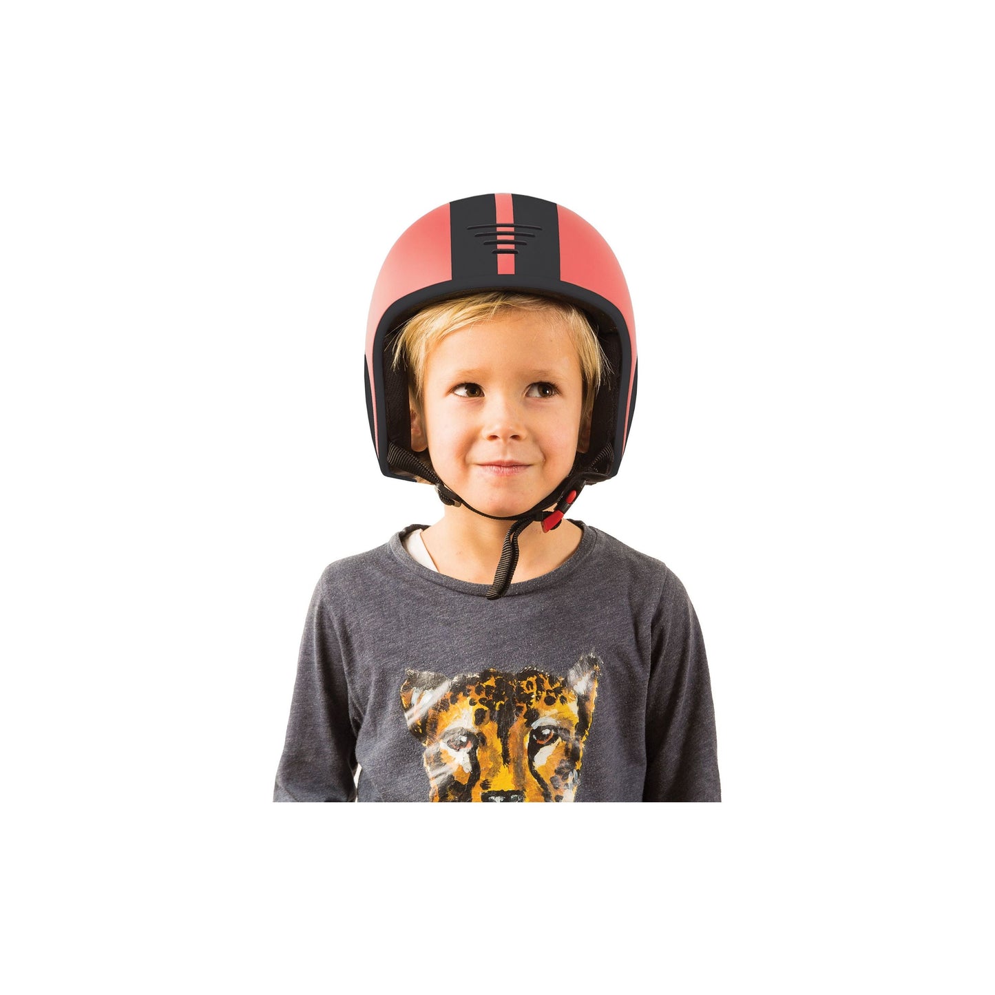 boy wearing Chillafish kids Helmet Bobbi Small Rose