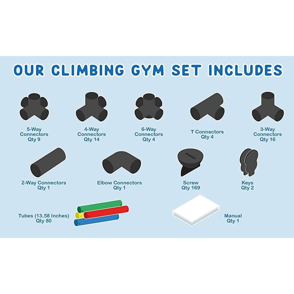 Funphix Climbing Gyms Climbing Frame Kit. 298-Piece Indoor Outdoor Climbing Toys - Modular Kids Climbing Frame for STEM Learning