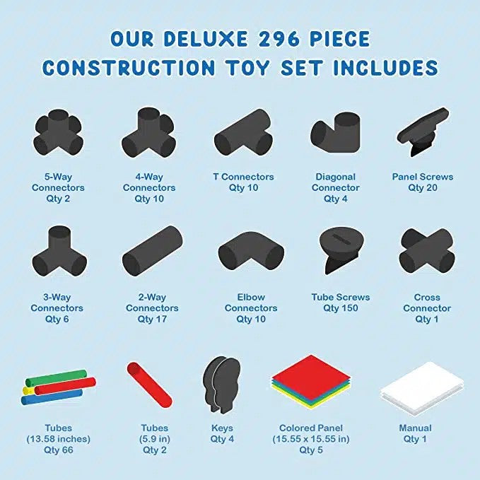 Funphix Deluxe Climbing Frame Kit – 296 Piece Indoor Outdoor Playset for Creative Building Fun!