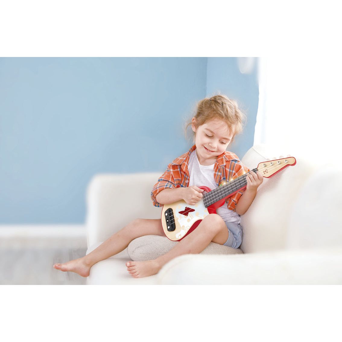 Hape Learn with Lights Ukulele - Red Age 3+