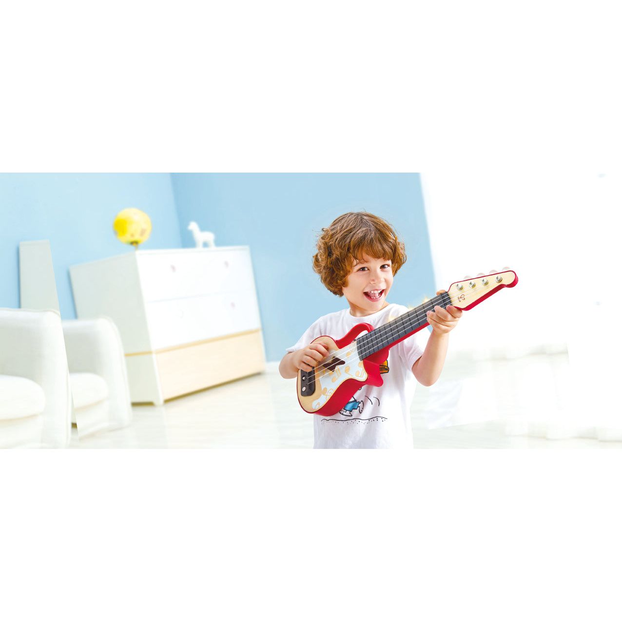 Hape Learn with Lights Ukulele - Red Age 3+