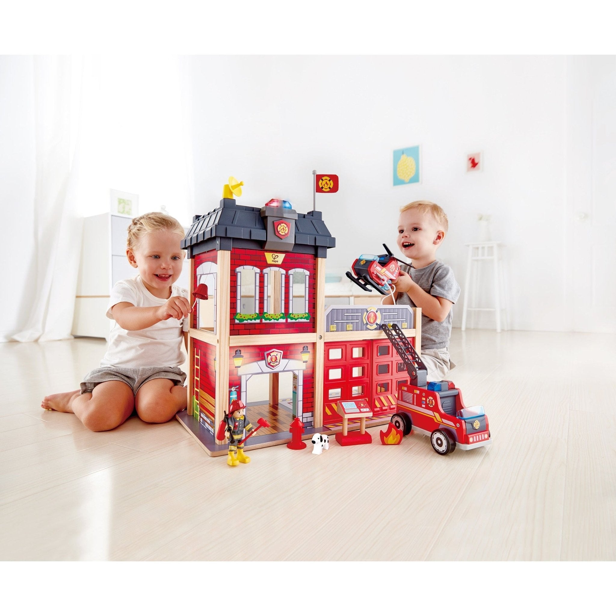 Hape Fire Station Wooden Playset The Online Toy Shop