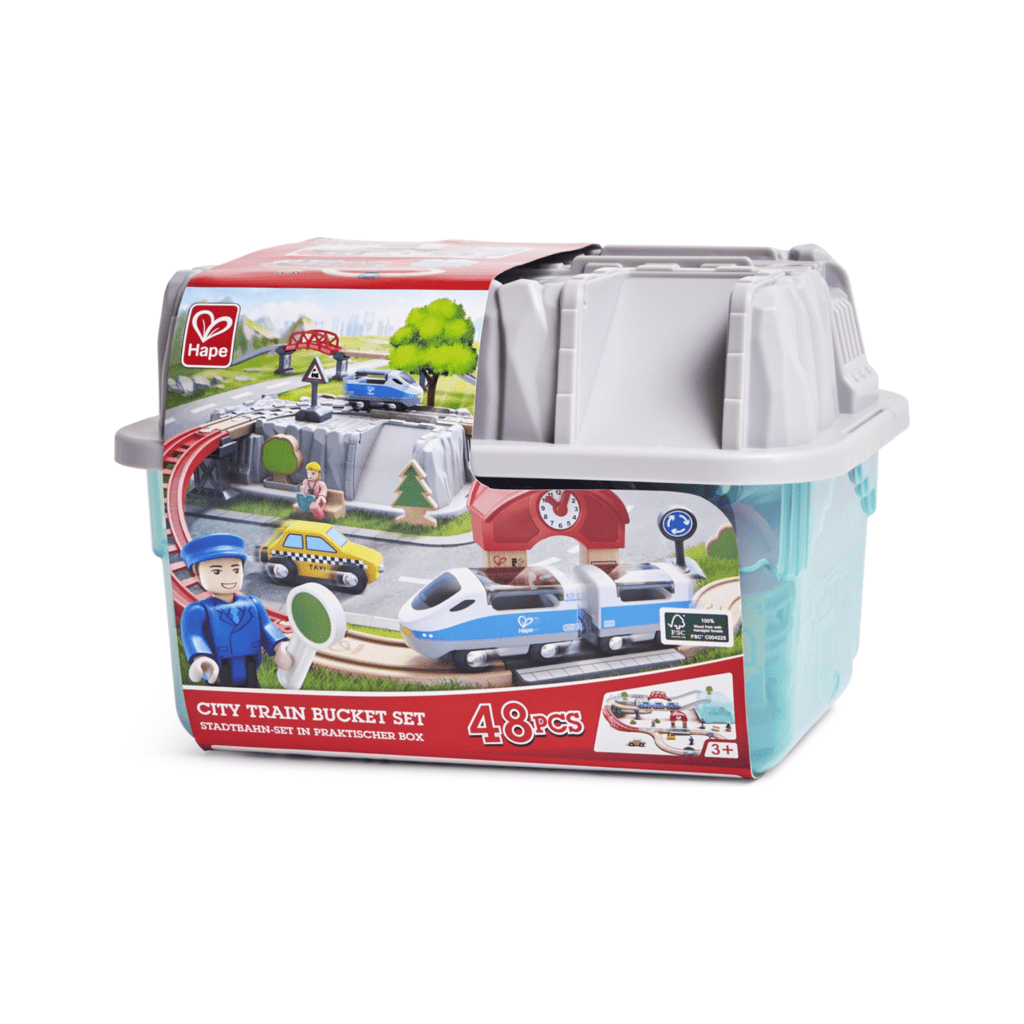 Hape City Train Bucket Set (48 pieces) Age 3+