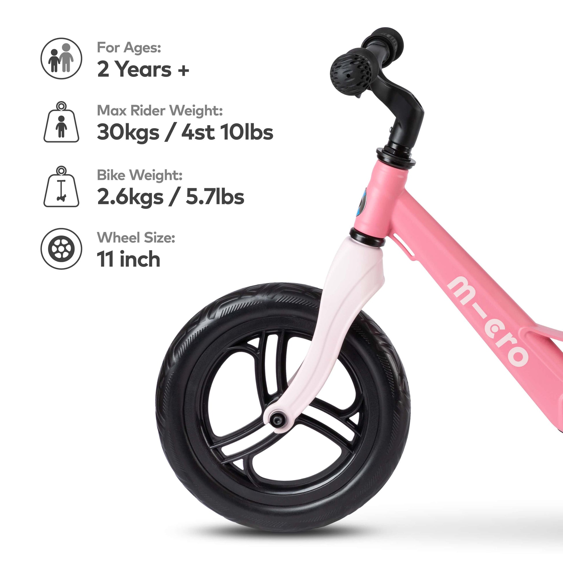 Micro Scooter Balance Bike Lite Pink size and weight guide