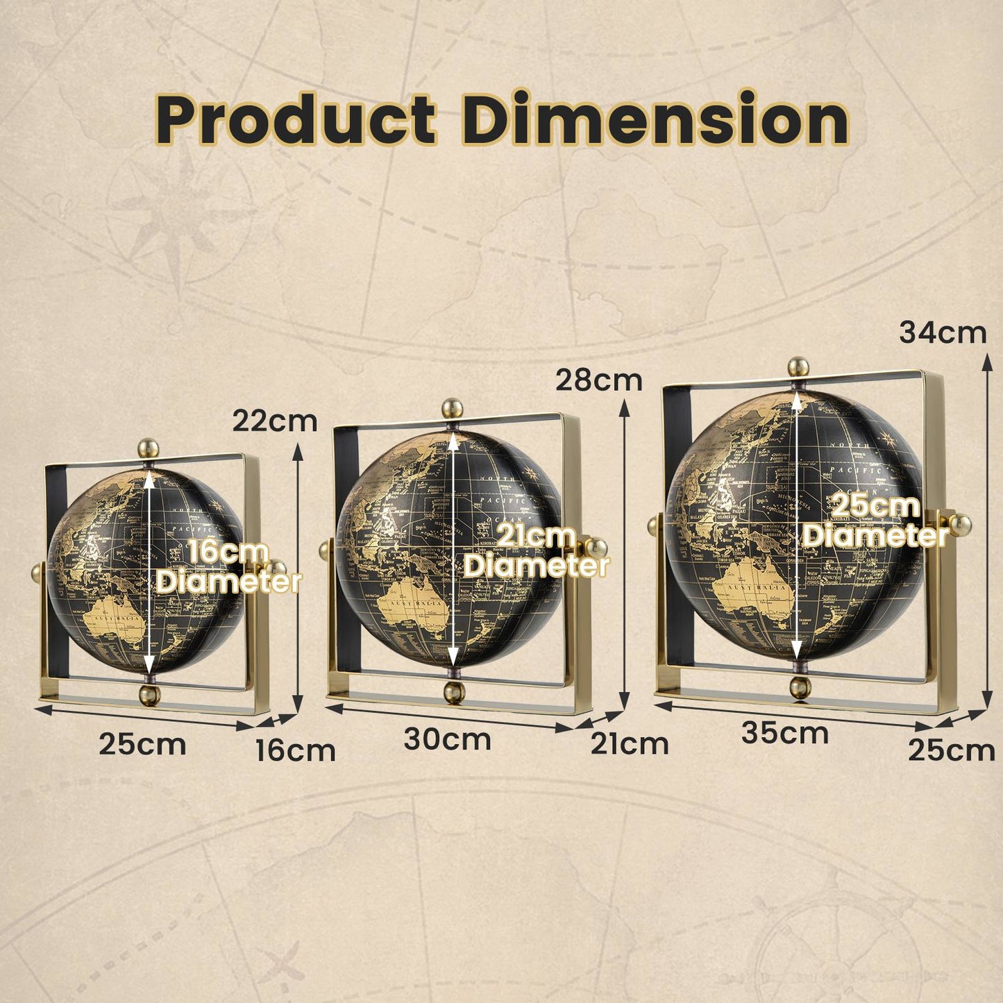 720° Swivel Educational Geographic World Globe-L