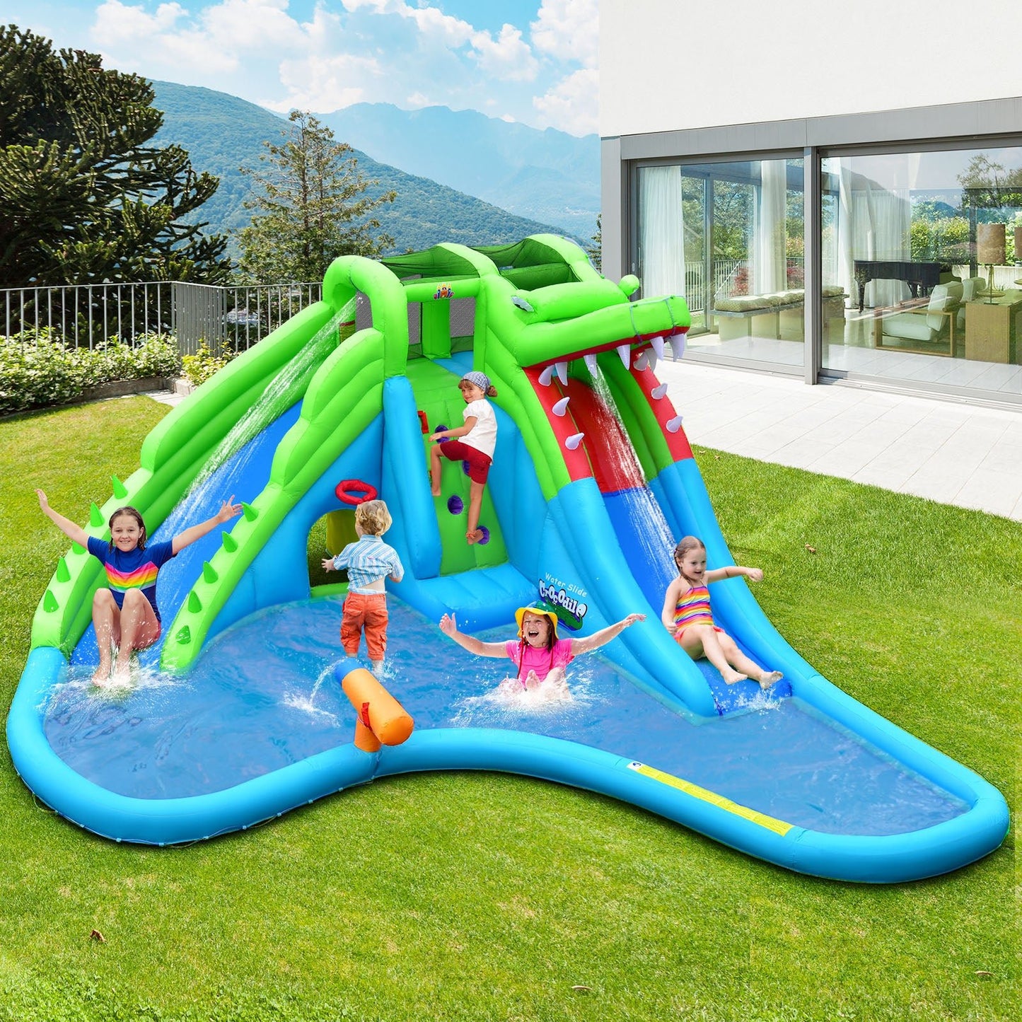 Giant 7 In 1 Inflatable Water Slide with 780W Air Blower