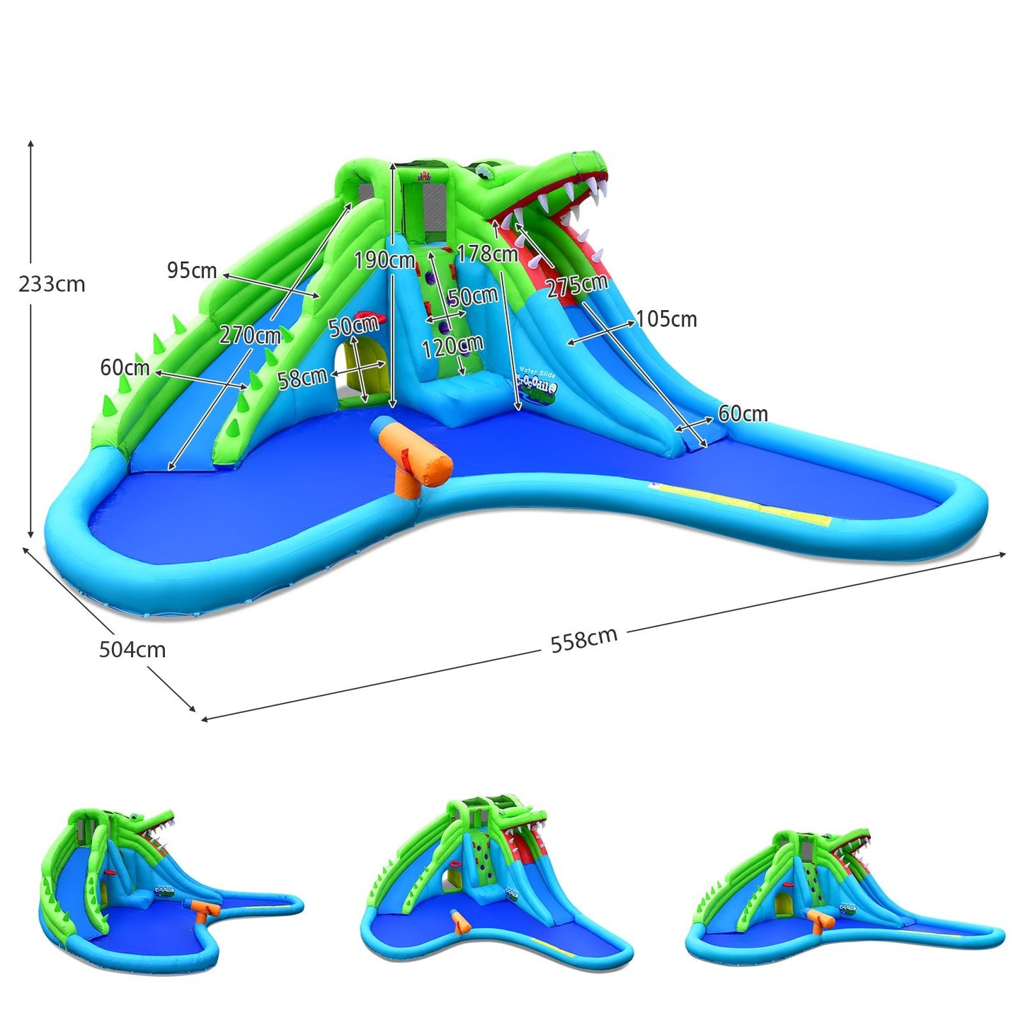 Giant 7 In 1 Inflatable Water Slide with 780W Air Blower