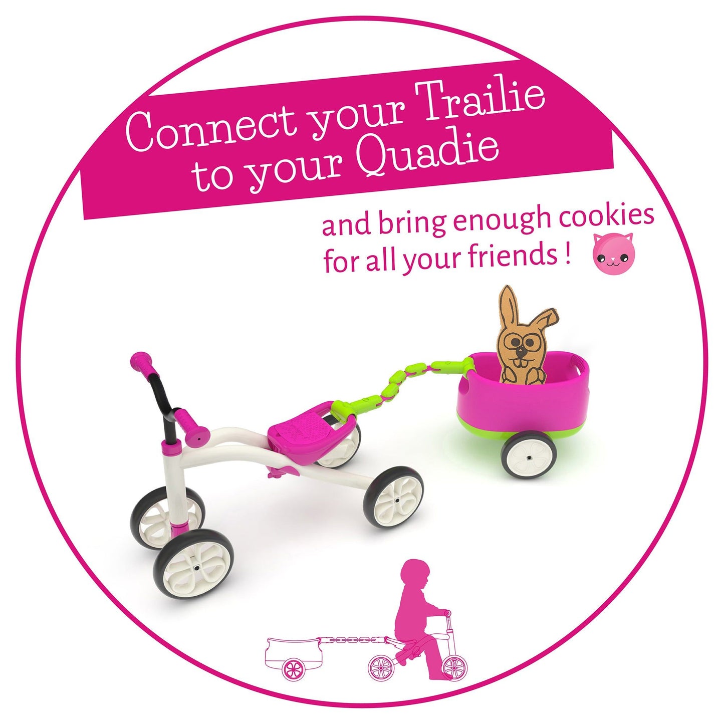 Chillafish Quadie and Trailie Ride-On Pink with connector