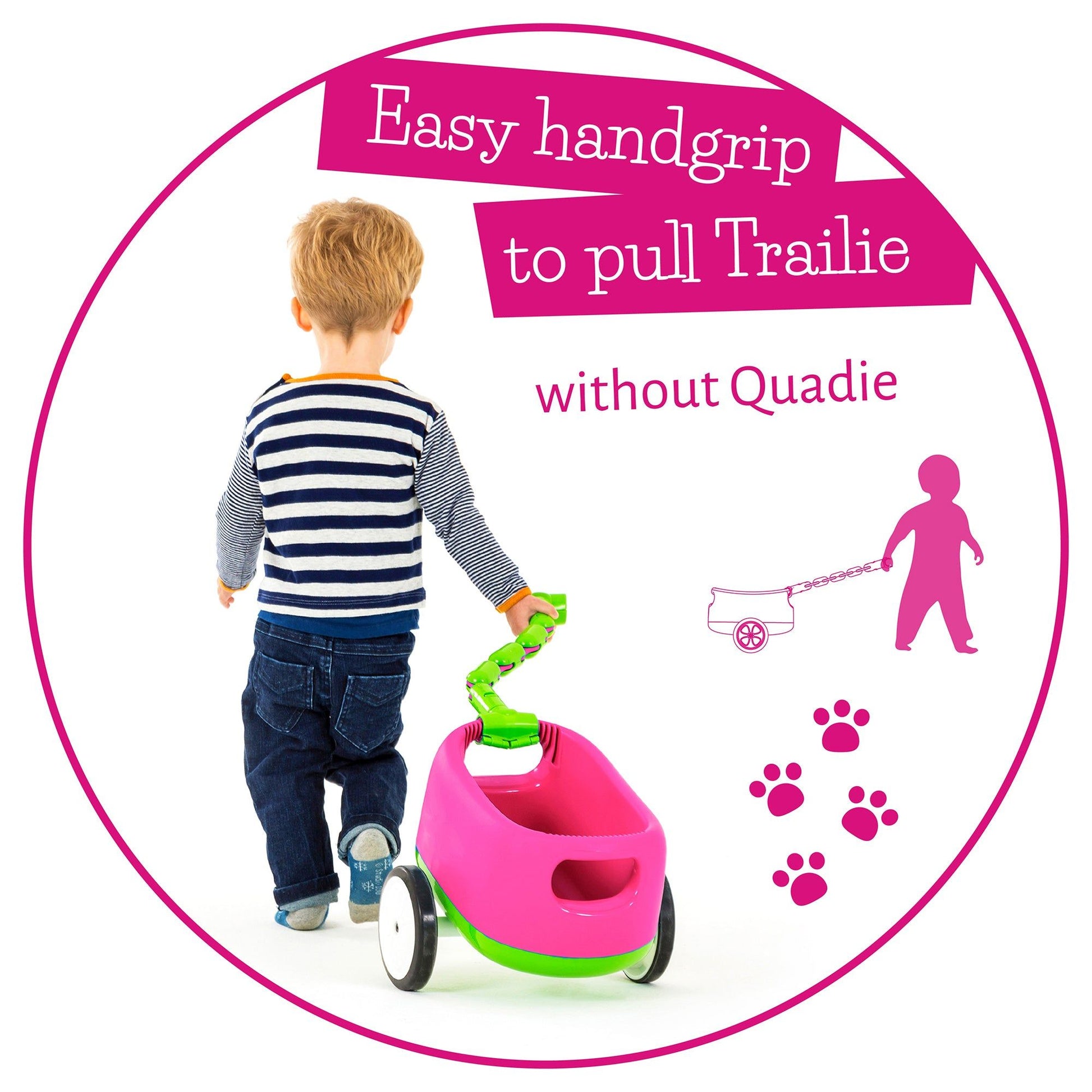 Chillafish Quadie and Trailie Ride-On Pink with easy handgrip