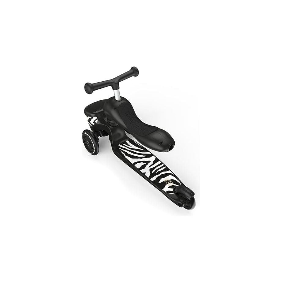 Scoot and Ride Highwaykick 1 Lifestyle Scooter - Zebra in seated position rear
