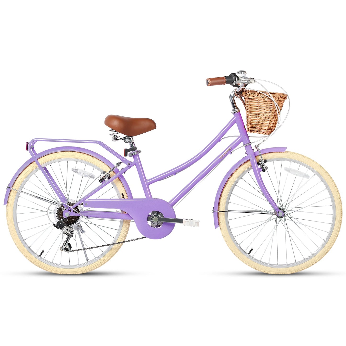 Glerc 24 Inch Beach Cruiser Hybrid Kids Bike (with Rear Rack) - Missy