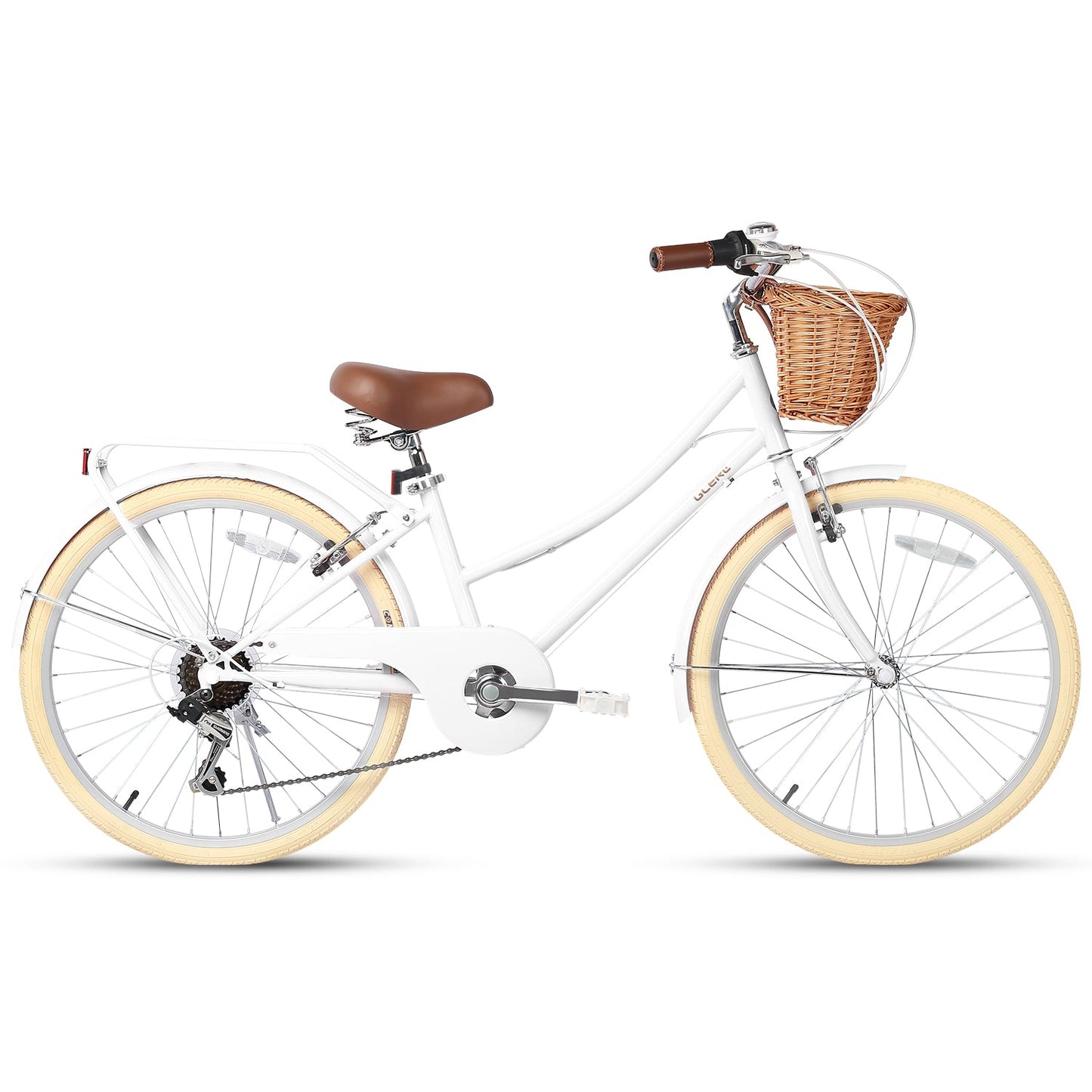 Glerc 24 Inch Beach Cruiser Hybrid Kids Bike (with Rear Rack) - Missy