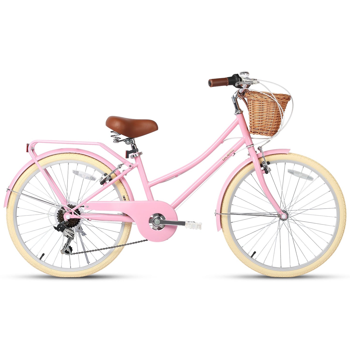 Glerc 24 Inch Beach Cruiser Hybrid Kids Bike (with Rear Rack) - Missy