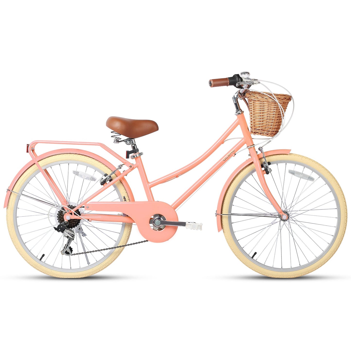 Glerc 24 Inch Beach Cruiser Hybrid Kids Bike (with Rear Rack) - Missy