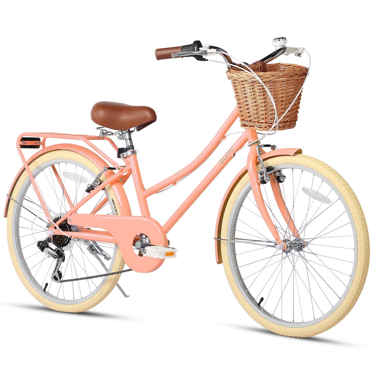 Glerc 24 Inch Beach Cruiser Hybrid Kids Bike (with Rear Rack) - Missy