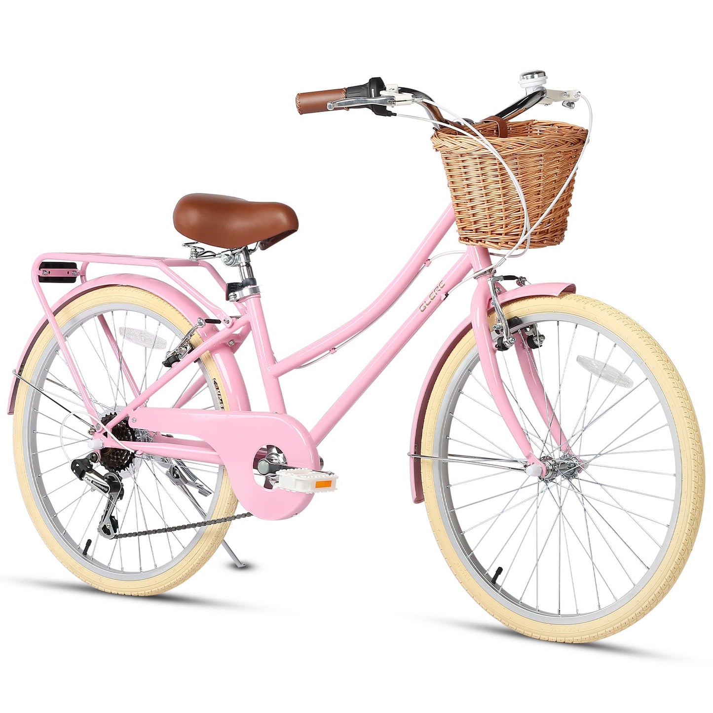 Glerc 24 Inch Beach Cruiser Hybrid Kids Bike (with Rear Rack) - Missy