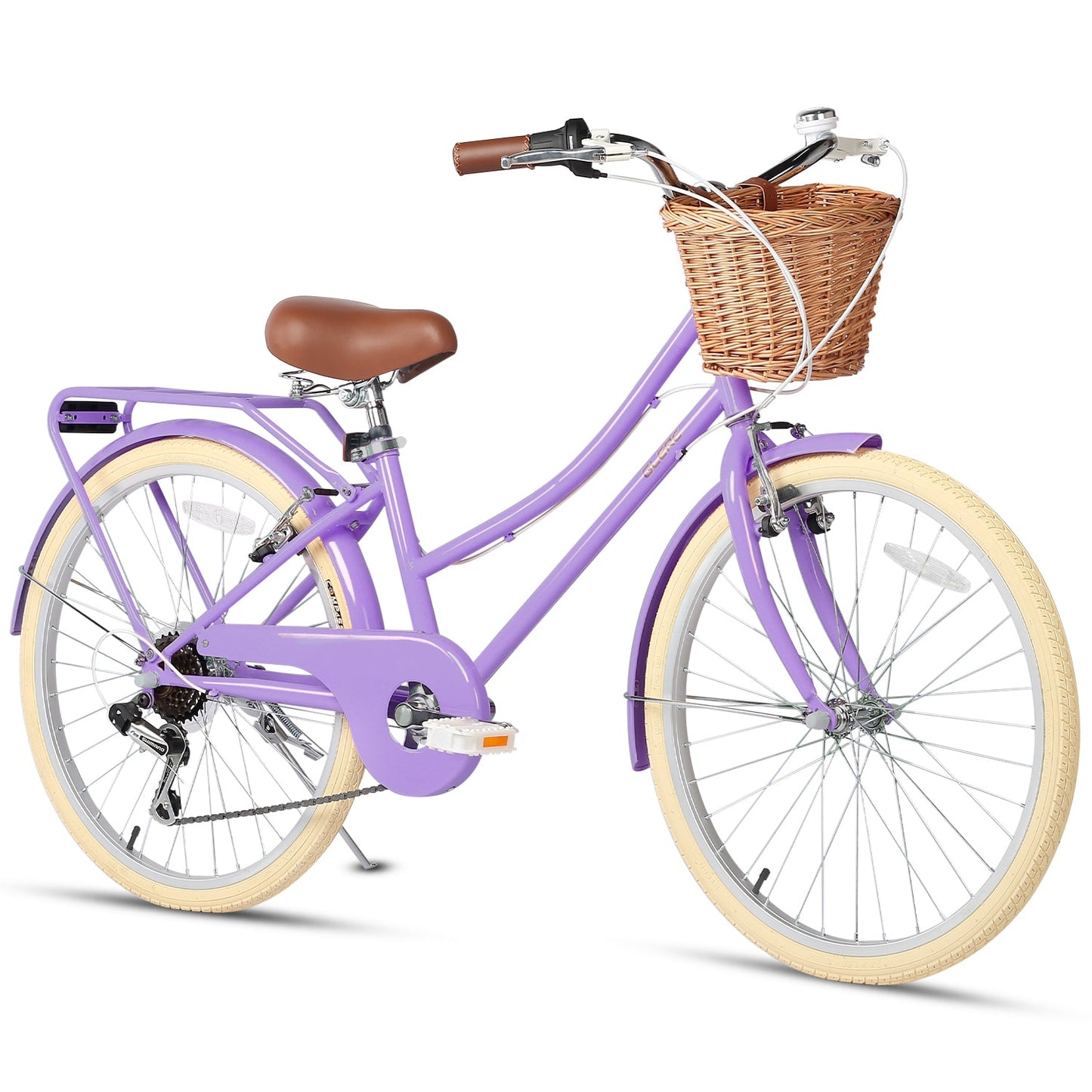Glerc 24 Inch Beach Cruiser Hybrid Kids Bike (with Rear Rack) - Missy