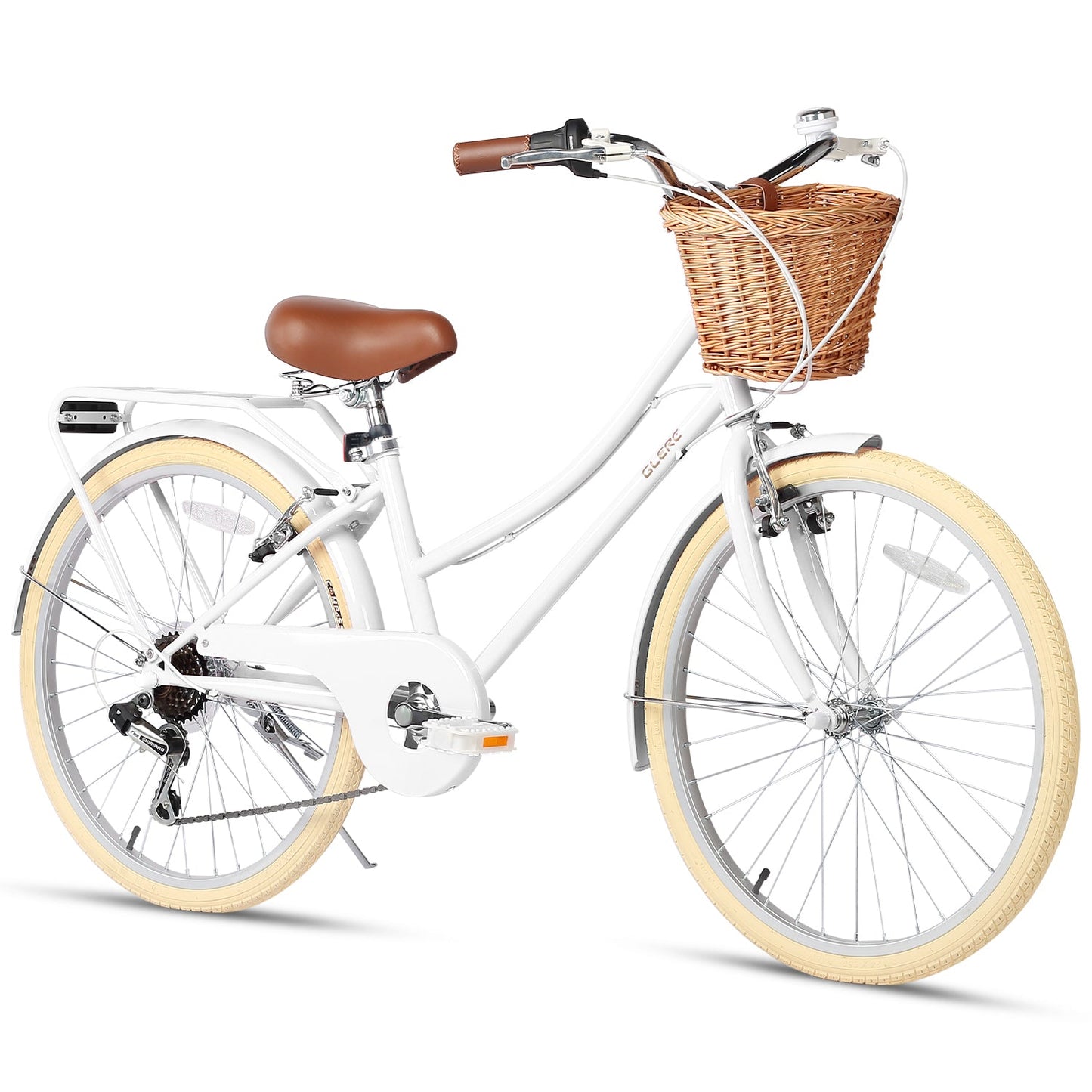 Glerc 24 Inch Beach Cruiser Hybrid Kids Bike (with Rear Rack) - Missy