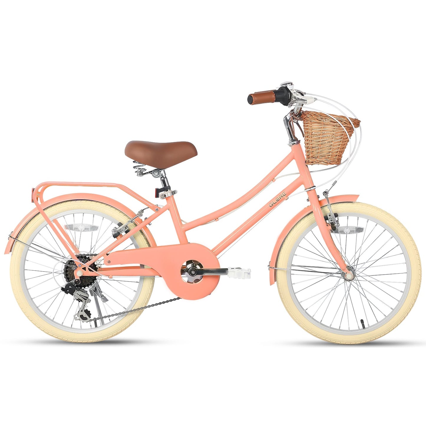 Glerc 20 Inch Beach Cruiser Hybrid Kids Bike with Rear Rack - Missy